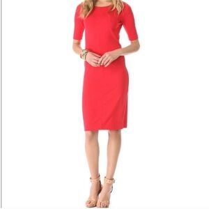 Diane Von Furstenberg Bright Red Elbow-Sleeve Midi Jersey Dress Meeson